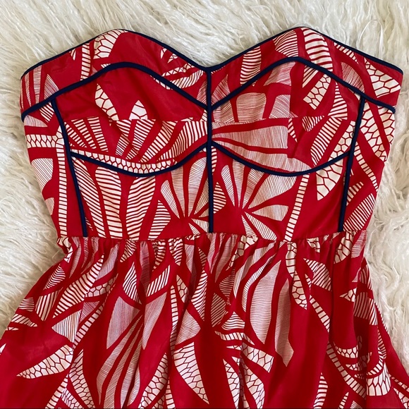 Alice & Trixie Veronique Red Strapless Silk Dress - Picture 2 of 16